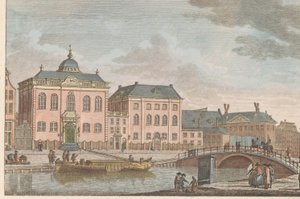 Yläsaksalainen synagoga Amsterdamissa, noin 1790 Korkeasaksalainen juutalainen kirkko Amsterdamissa / Sijnagogue Allemandé à Amsterdam (otsikko esineessä)