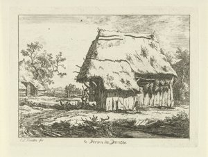 Paimen lammastarhassa Te Drown in Drenthe (otsikko esineessä) Maisemat (1-6) (sarjan nimi)