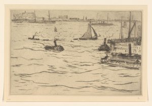 Näkymä Maasille Rotterdamissa The Maas in Rotterdam (alkuperäinen nimi) tekijältä Carel Nicolaas Storm van 