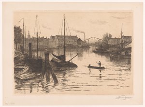 Riedijkshaven Dordrechtissa yöllä Dordrecht, Riedijkshaven, le soir (alkuperäinen nimi)