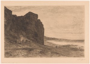 Rotskust bij Veules Kalliot lähellä Veulesia, Normandian rannikko (alkuperäinen nimi) tekijältä Carel Nicolaas Storm van 