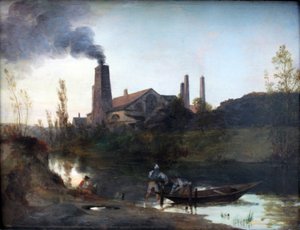 Saksa: "Walzwerk Neustadt-Eberswalde" tai "Valssaamo lähellä Eberswaldea" Neustadt-Eberswalden valssaamo. tekijältä Carl Blechen