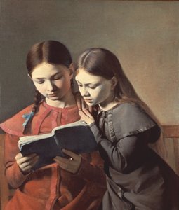 Taiteilijan sisaret Signe ja Henriette lukemassa kirjaa, 1826 tekijältä Carl Christian Constantin Hansen