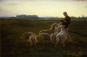 Paimen ja hänen lampaansa hanhien kanssa Beyondissa, 1896 tekijältä Carl Christian Ferdinand Wentorf