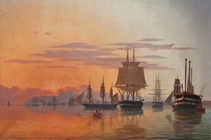 Fregatti Thetis ja korvetti Flora Tejo-joella, 1844. tekijältä Carl Dahl