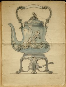 Muotoiltu hopeinen vedenkeitin ja teline, House of Carl Faberge