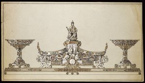 Piirustus hopeasta soikeasta korista, House of Carl Faberge