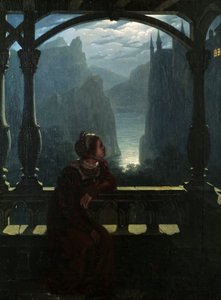 Knights Castle in the Moonlight, 1817. tekijältä Carl Friedrich Hampe