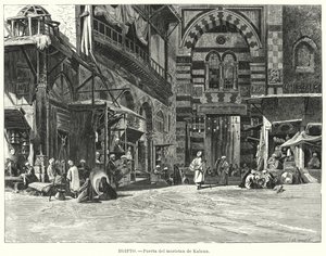 Sisäänkäynti Qalawunin kompleksiin Kairossa, Egyptissä (litho) tekijältä Carl Friedrich Heinrich (after) Werner