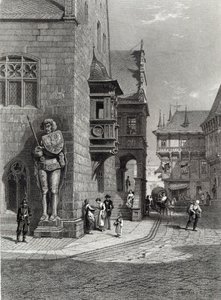 Kaupungintalo, Halberstadt, kaiverrus E. Joubert, painanut Cassell & Company Ltd (kaiverrus) tekijältä Carl Friedrich Heinrich Werner