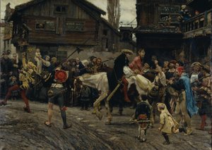 Peder Sunnanvaderin ja mestari Knutin häpeällinen saapuminen Tukholmaan vuonna 1526, 1879