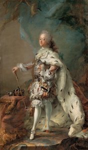 Muotokuva Frederik V:stä voiteluhaalarissa tekijältä Carl Gustaf Pilo