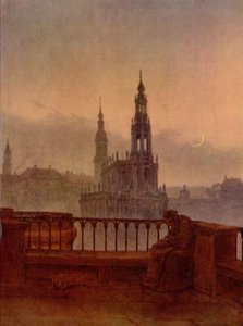 Saksa: Näkymä Dresdeniin Brühlin terassilta Näkymä Dresdeniin Brühlin terassilta tekijältä Carl Gustav Carus