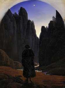 Pyhiinvaeltajat kalliolaaksossa. Noin 1820 tekijältä Carl Gustav Carus