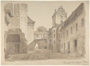 Näkymä Döbenin linnan sisäpihalle tekijältä Carl Gustav Carus