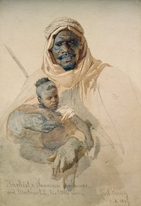 Bachist, Howazeen Bedawee ja Mabzookh, hänen pieni poikansa, 1859 (kynä ja wc-pesu paperilla)