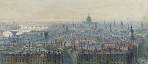 Lontoon panoraama monumentin huipulta, katsoen länteen, 1848