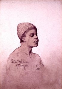 Said Mohamad of Dongola (Sudan) 1873 (kynä ja pesu paperille) tekijältä Carl Haag