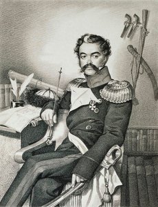 Muotokuva Denis Davydovista 1784-1839, sotilas ja runoilija, 1800-luvun alku. tekijältä Carl Hampeln von