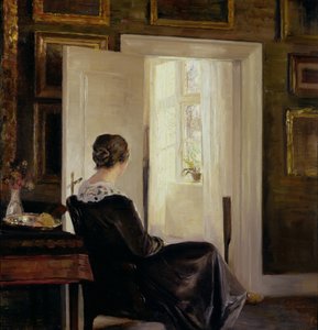 Nainen istuu oven lähellä tekijältä Carl Holsoe