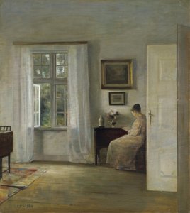 The Reader par Holsoe, Carl (1863-1935), - Öljy puulle, 70x62,5 - Yksityiskokoelma tekijältä Carl Holsoe