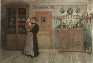 Joulun ja uudenvuoden välillä, A Home -sarjasta, n. 1895 (wc paperilla) tekijältä Carl Larsson