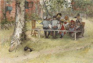 Aamiainen Suuren koivun alla tekijältä Carl Larsson