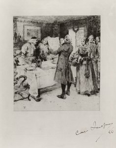 "Iloinen juhla". Kuvitus Anna Maria Lenngrenin runoon. Vedostila I tekijältä Carl Larsson