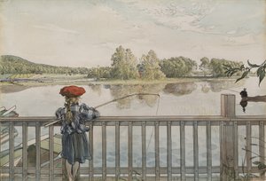 Lisbeth Angling, "A Home" -sarjasta, n. 1895 (akvarelli paperille) tekijältä Carl Larsson