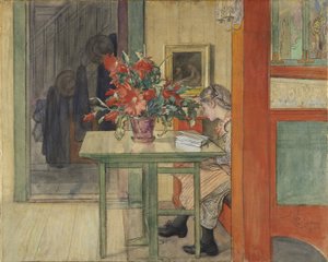 Lisbeth Reading (wc temperalla paperilla) tekijältä Carl Larsson