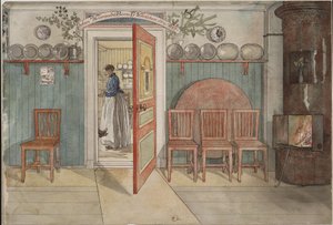 Vanha Anna. Teoksesta A Home (26 akvarellia) tekijältä Carl Larsson