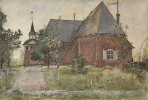 Old Sundborn Church, A Home -sarjasta, n. 1895 (wc paperilla) tekijältä Carl Larsson