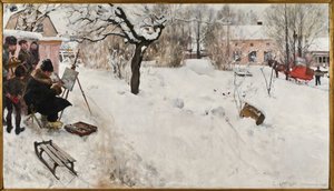 Ulkomaalari. Talvimaisema osoitteesta Åsögatan 145, Tukholma tekijältä Carl Larsson