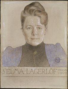 Selma Lagerlof - Muotokuva kirjailija Selma Lagerloefista (1858-1940), kirjoittanut Larsson, Carl (1853-1919). Liitu ja öljy kankaalle tekijältä Carl Larsson