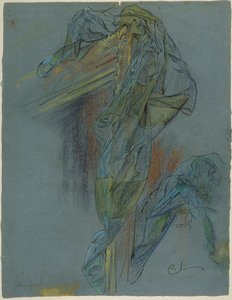 Tutkimus Boucherin teoksen ”Venuksen voitto” kehyksestä ja verhoista: Alustava piirros Lovisa Ulrikan freskolle Kansallismuseon portaikossa, Tukholmassa tekijältä Carl Larsson