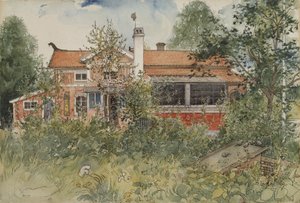 Mökki, A Home -sarjasta, n. 1895 (wc paperilla) tekijältä Carl Larsson