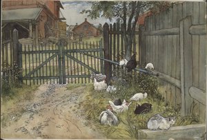 Portti. Teoksesta "Koti" (26 akvarellia) tekijältä Carl Larsson