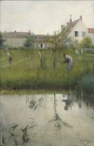 Vanha mies ja taimitarha tekijältä Carl Larsson