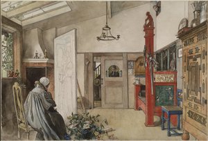 Studio, A Home -sarjasta, n. 1895 (wc paperilla) tekijältä Carl Larsson