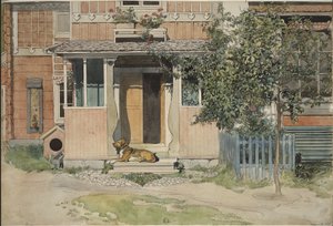 Kuisti. Teoksesta Koti (26 akvarellia) tekijältä Carl Larsson