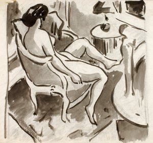 Istuva alaston nainen, sivukuva tekijältä Carl Newman