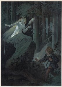 Kultaisella karalla karkuun juokseva maksu lauloi kultaisen napin kohtaloa. Carl Offterdingerin (1829-1889) kuvitus teoksessa "" Bouton d