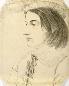 Ludwig Simon, teologinen opiskelija, 1816 (kynä & sivellin ja musta muste kudospaperilla)