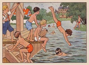 Poikien uinti ja sukellus (värilitro) tekijältä Carl Robert Arthur Thiele