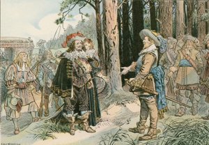 Yrjö Vilhelm tapaa Ruotsin Kustaa Aadolfin Kopenickissä vuonna 1631. tekijältä Carl Rohling