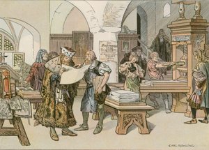John Cicero Stendalin ensimmäisen kirjapainon palveluksessa vuonna 1490. tekijältä Carl Rohling
