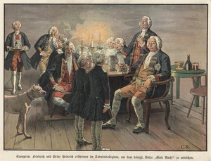 Preussin kruununprinssi Fredrik ja prinssi Henrik toivottavat isälleen, kuninkaalle, hyvää yötä.