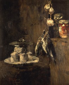 Asetelma peltopyyllä ja juustolla, vuoden 1884 jälkeen