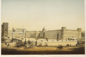 Näkymä Main Gatchina -palatsille, 1800-luvun puoliväli. tekijältä Carl Schulz