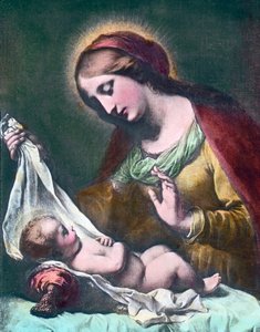 Madonna ja lapsi. Italialaisen barokkimaalari Carlo Dolcin (1616 - 1686) maalaus (päiväämätön). Kuvan päivämäärä: noin 1900. Carl Simonin arkisto tekijältä Carl Simon